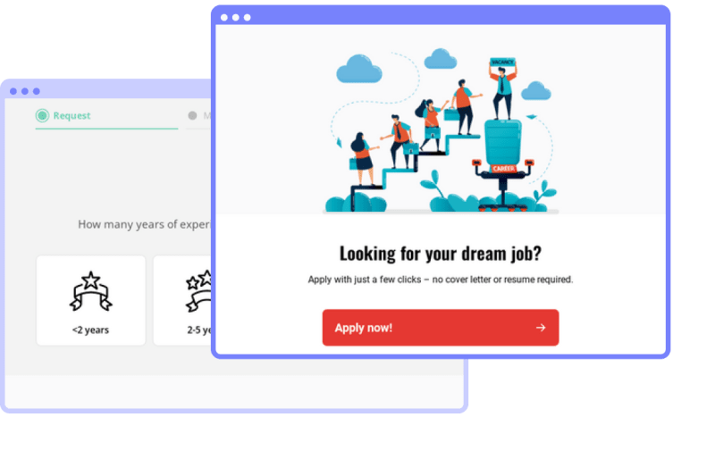 Heyflow-Screenshots – Auf der Suche nach Ihrem Traumjob