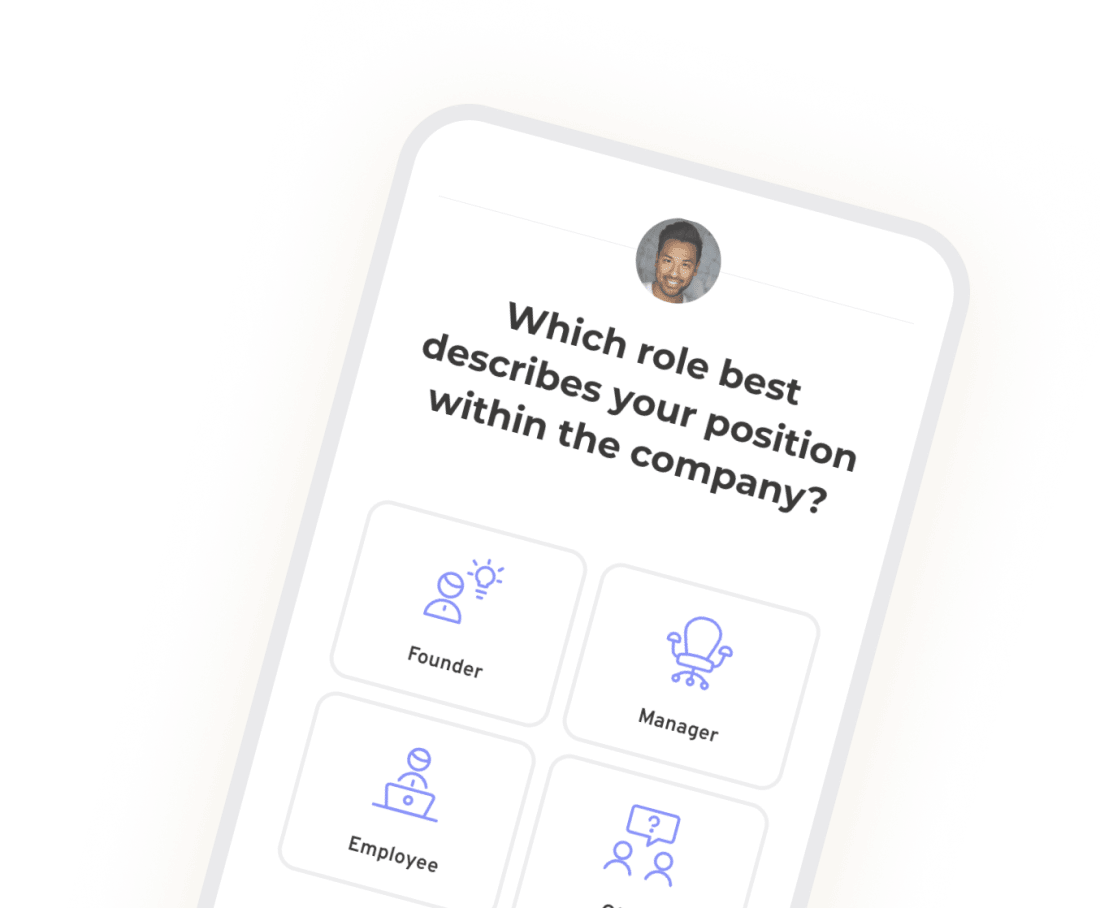 Heyflow mobile screenshot - role question