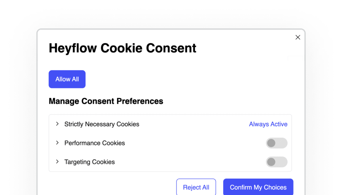 Heyflow screenshot - cookie consent preferences