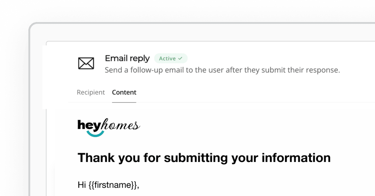 Heyflow screenshot - automatic email reply