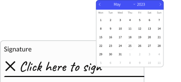 Screenshot of a signature and date picker