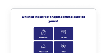 Screenshot of a flow with a question about roof shapes