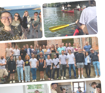 Collage des Heyflow-Teams, das Spaß hat