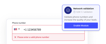 Heyflow's phone number validation feature, giving an error message to an incorrect number