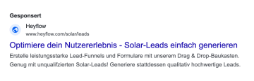 Screenshot einer Google Anzeige von Heyflow, die die Value Proposition betont