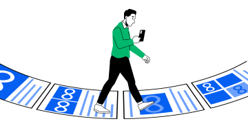 Illustration showing a user being retargeted with ads