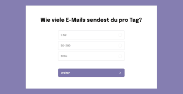 Der Bildschirm eines Flows mit der Frage „Wie viele E-Mails sendest du pro Tag?“