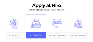 Screenshot of job application, position list