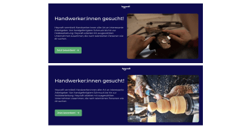 Beispiel für eine Landing Page Hero Section mit zwei verschiedenen Bildern