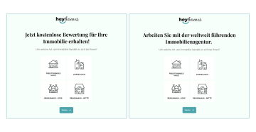 Beispiel der Startseite eines Flows mit zwei unterschiedlichen Überschriften