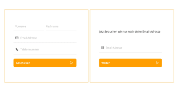 Beispiel für einen A/B-Test eines Kontaktformulars, in welchem eine Version alle Informationen enthält und die andere aufgeteilt wurde