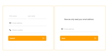 An example of an A/B Test for a contact form, one containing all information at once, the other being split