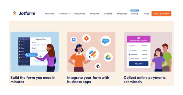 Screenshot der Homepage von Jotform