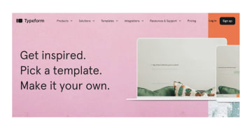 Screenshot der Homepage von Typeform