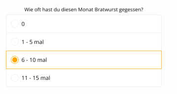 Optionsfelder mit unterschiedlichen Antworten