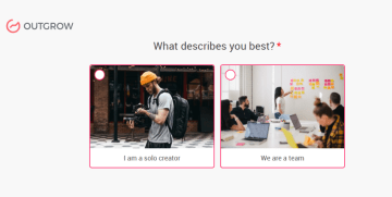 Screenshot showing a form question in Outgrow