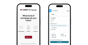 A mobile showing a heyflow next to a mobile showing a form built with Formstack