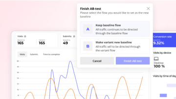 Screenshot der A/B-Testfunktionen und -Konfiguration.