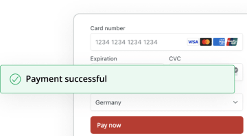 Heyflow's Stripe payment block showing a successful payment