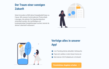 Screenshot einer mit Heyflow gebauten Landingpage mit dem CTA-Button "Personalisiertes Angebot erhalten"