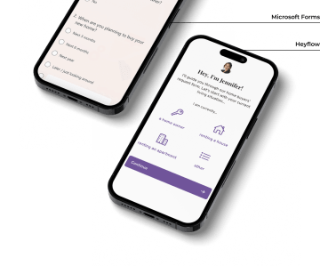 Seite-an-Seite-Vergleich von Heyflow und Microsoft Forms auf mobilen Geräten
