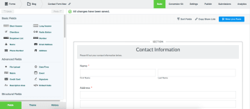 Screenshot showing Formstack's builder