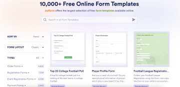 A screenshot of Jotform templates