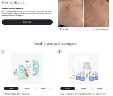 Beauty quiz funnel results with bundles