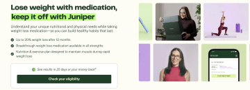 Juniper's quiz funnel landing page
