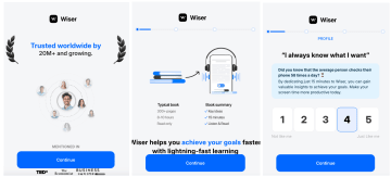 Learning app quiz funnel example: Wiser quiz funnel