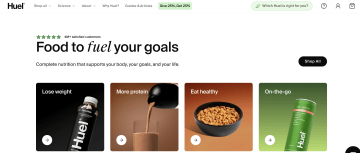 Best quiz funnels: Huel's landing page