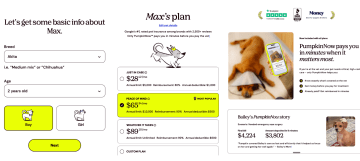 Pumpkin Care insurance quiz funnel example