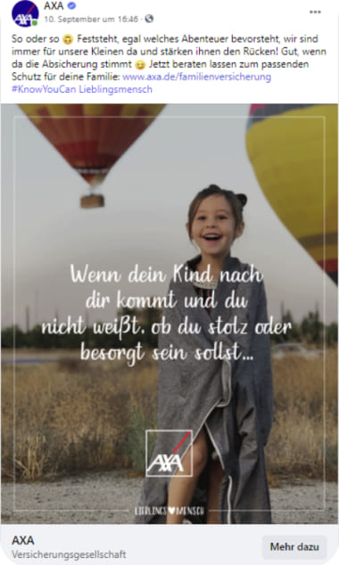 Screenshot einer Meta Ad von AXA
