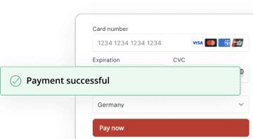 Heyflow's Stripe payment block showing a successful payment