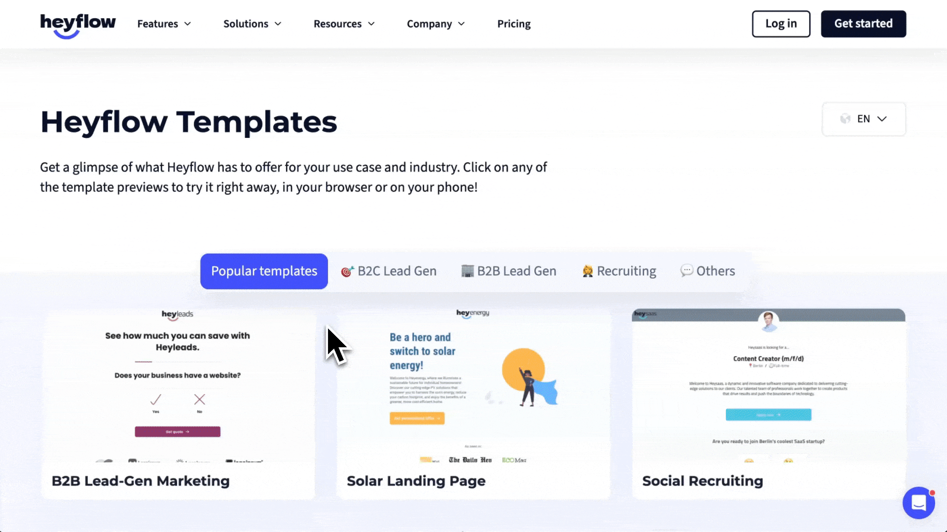 Heyflow’s Template Gallery offers a wide range of industry-specific templates for any use case