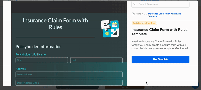 Screen recording of a 123FormBuilder insurance claim form.