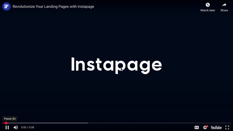 Screen recording of Instapage's landing page demonstrating their landing page platform