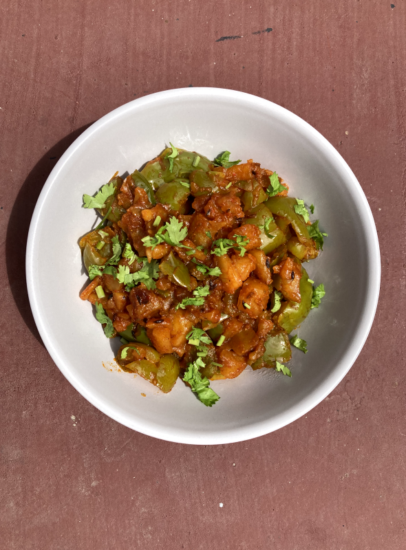 This homely aloo capsicum recipe made without onion or garlic comes together in 30 minutes. Pair with roti/naan