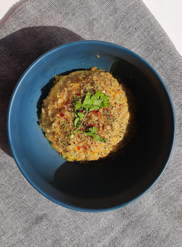 This dish is a nutrition powerhouse - low-GI quinoa combines with vitamins and minerals of root and bean vegetables, in a familiar Indian taste, for a hearty and wholesome weeknight meal