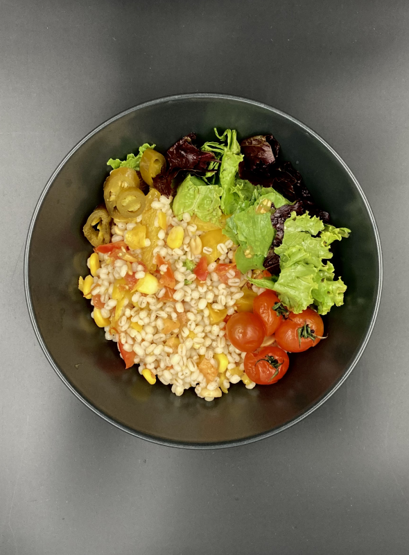 Barley is a great alternative to rice or couscous. Teamed with a flavor-packed dressing and crunchy bell peppers makes for a great bowl of the comforting low-calorie recipe