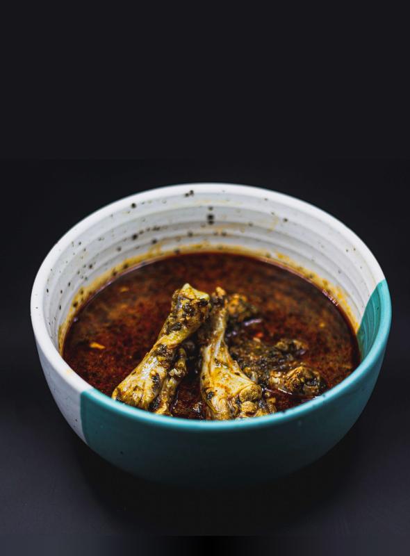 The beauty of this Tamarind Chicken is both its sharp and piquant flavor and its simplicity. A potent tamarind-and-masala marinade renders a richly flavored, juicy, tangy, and tender chicken in mere minutes, making it equally suited for a weeknight meal or a dinner party. Pair with rice/ roti