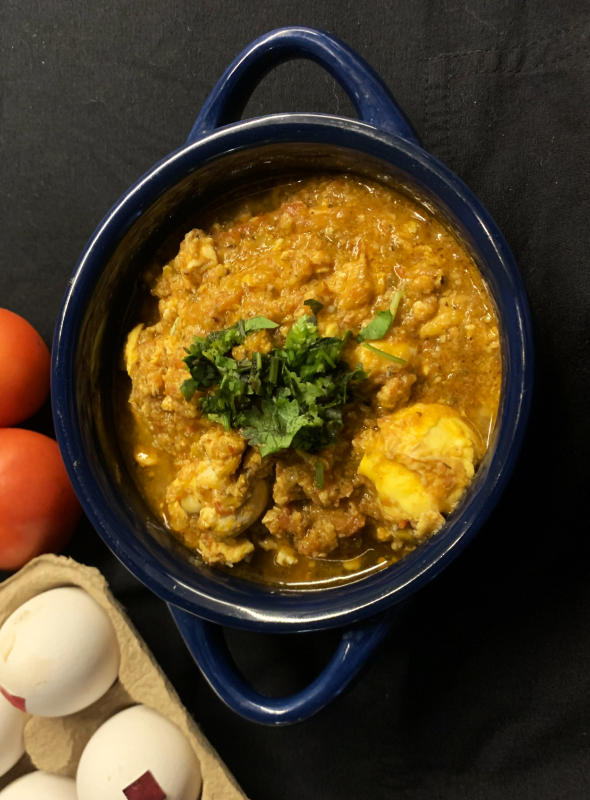 Eggs cooked in a tomato sauce - straightforward, low-effort, high on flavour