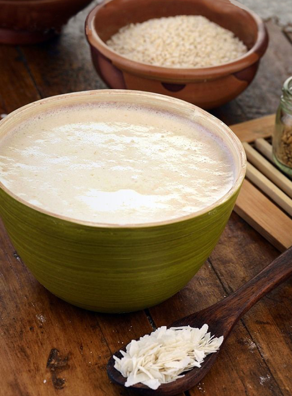 Dosa batter is a fermented batter made from a combination of rice and black gram (also known as urad dal). The rice and black gram are soaked separately and ground into a smooth paste. Dosa batter for 2 portions makes 10 Dosas
