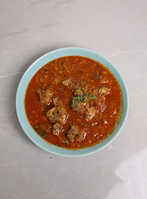 This Mutton curry is a flavorful and spicy dish made with tender chunks of mutton cooked in a rich and aromatic curry sauce. The dish is a popular part of the cuisine in many South Asian and Middle Eastern countries, including India, Pakistan, Bangladesh, and Iran. Pair with Roti/Naan or Rice