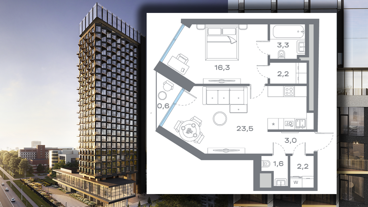 Квартира, 52.58 м², 6/27 этаж