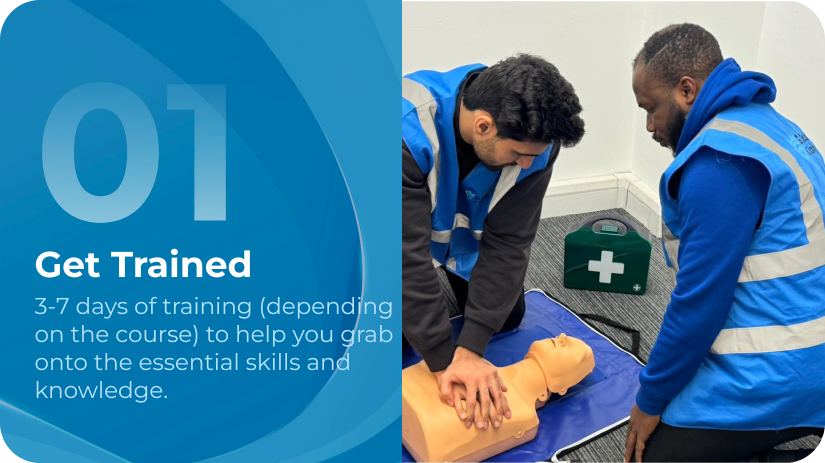 Two security officers walking through commercial premises