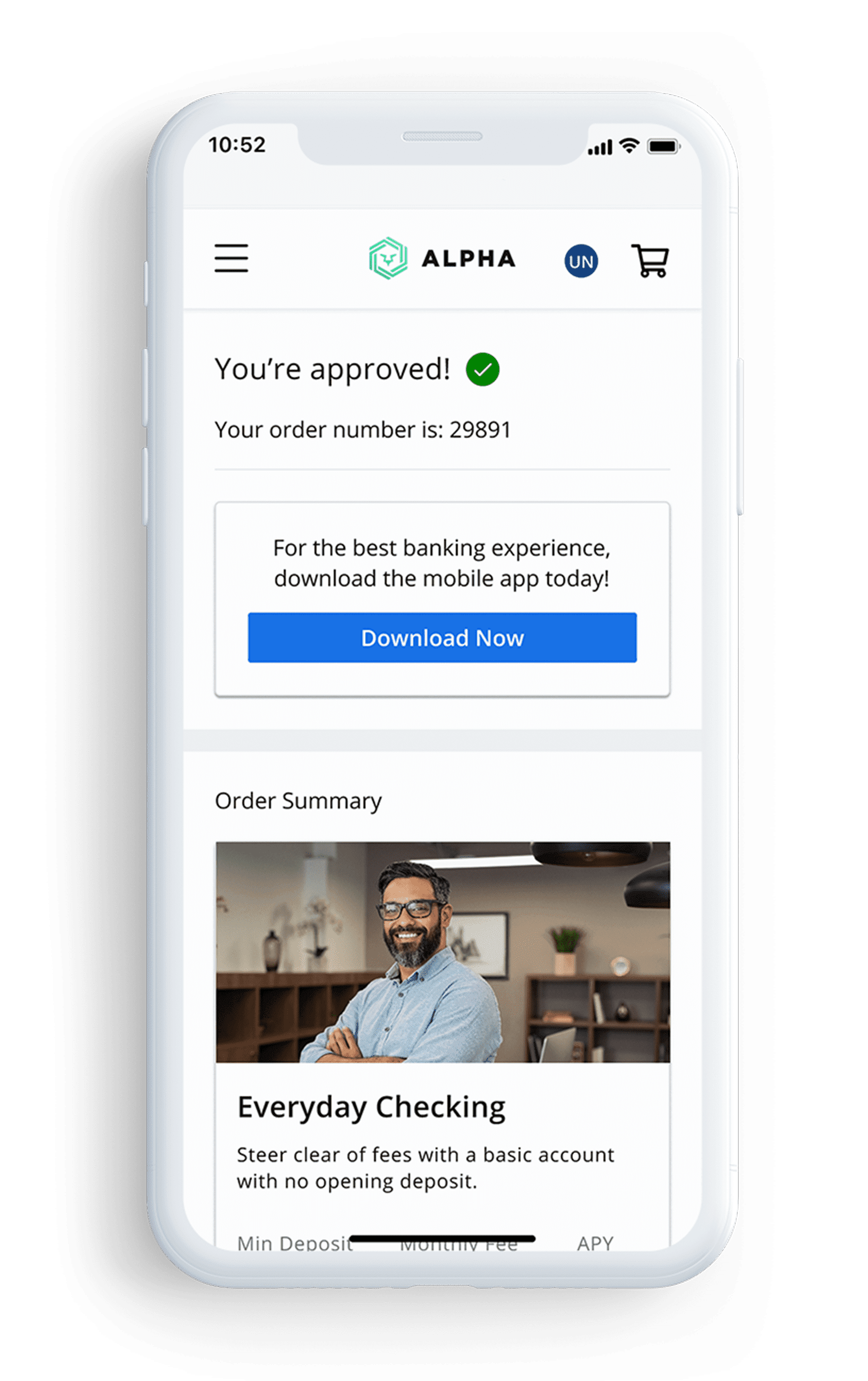 Digital account opening with a comprehensive digital onboarding journey from your website through digital banking registration.