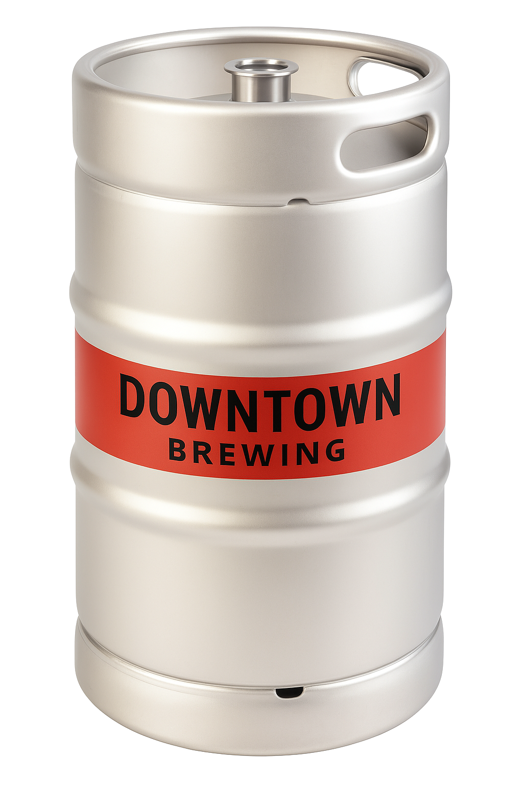 Keg with adhesive band