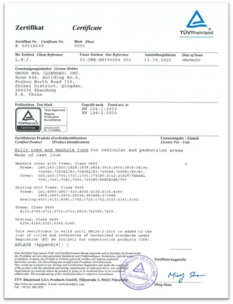 TÜV Rheinland Certificate