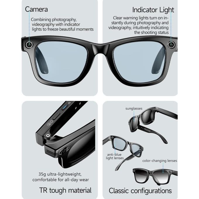 AIMB-G1 smart glasses camera video picture and surveillance with 3 set of changeable lenses — image 2